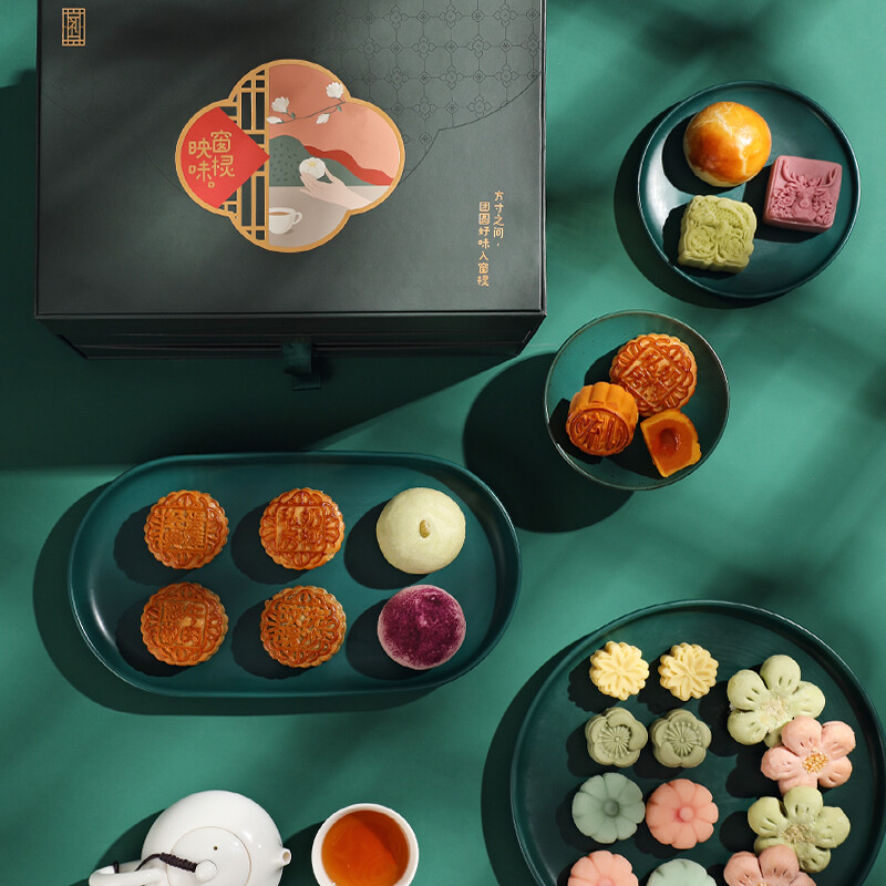 YOTIME 悠享時 窗欞映味 廣式月餅 24餅16味 1.102kg 三層禮盒裝包裝禮盒產(chǎn)品包裝創(chuàng)意設(shè)計欣賞(圖4)