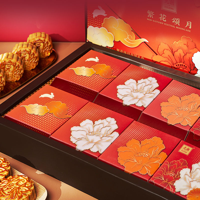 WING WAH 元朗榮華 繁華頌月廣式月餅禮盒 8餅4味 560g*10盒包裝禮盒產(chǎn)品包裝創(chuàng)意設(shè)計(jì)欣賞(圖3)