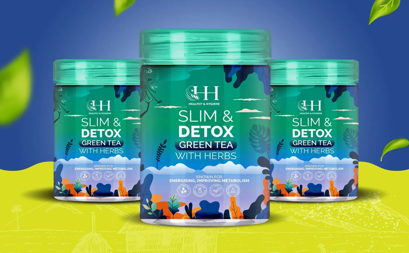 中草藥排毒減肥綠茶包裝如何設(shè)計(jì)(圖1)