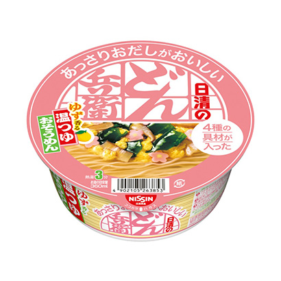 加入了日清清淡且湯汁可口的種配料的溫湯烏冬面日清食品面類(lèi)包裝設(shè)計(jì)(圖1)